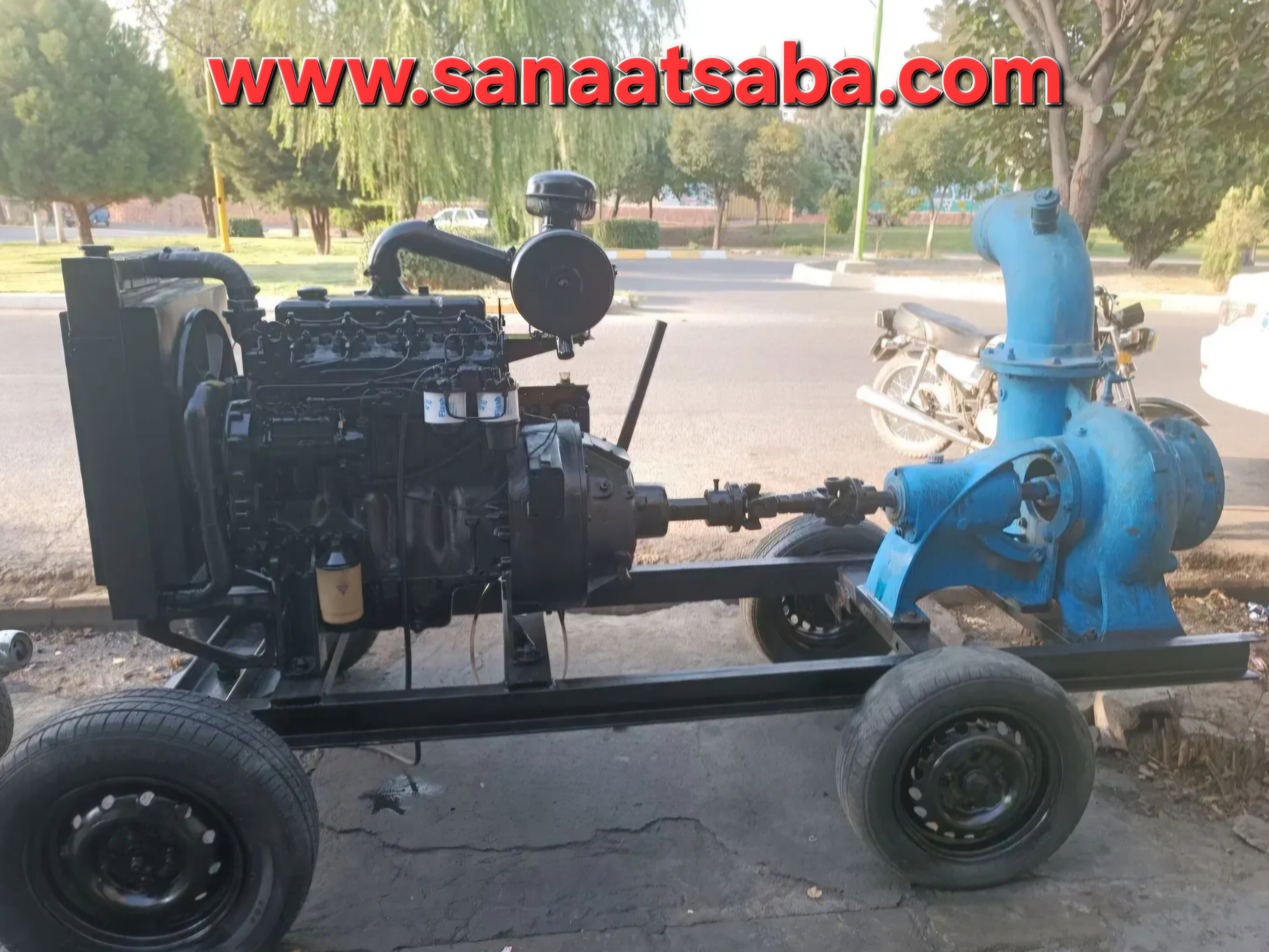 موتور آب 10 اینچ پرکینز 4 سیلندر ارتفاع ۷۰ متر طول انتقال آب ۸۰۰ متر ۸ تا ۱۰ اینچ