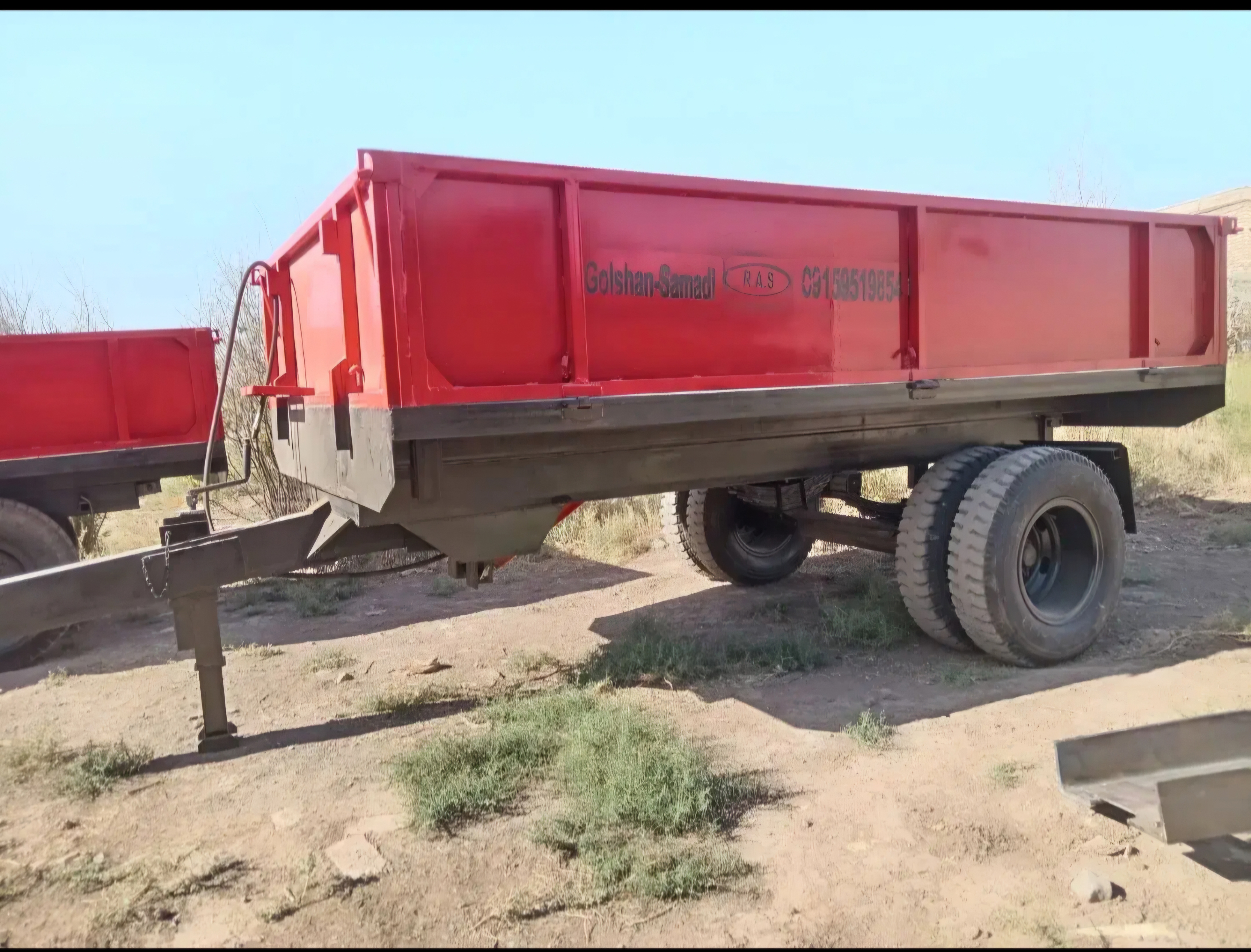 تریلی پشت تراکتوری جفت ۵تن ورق 4  میل با لبه ۸۰